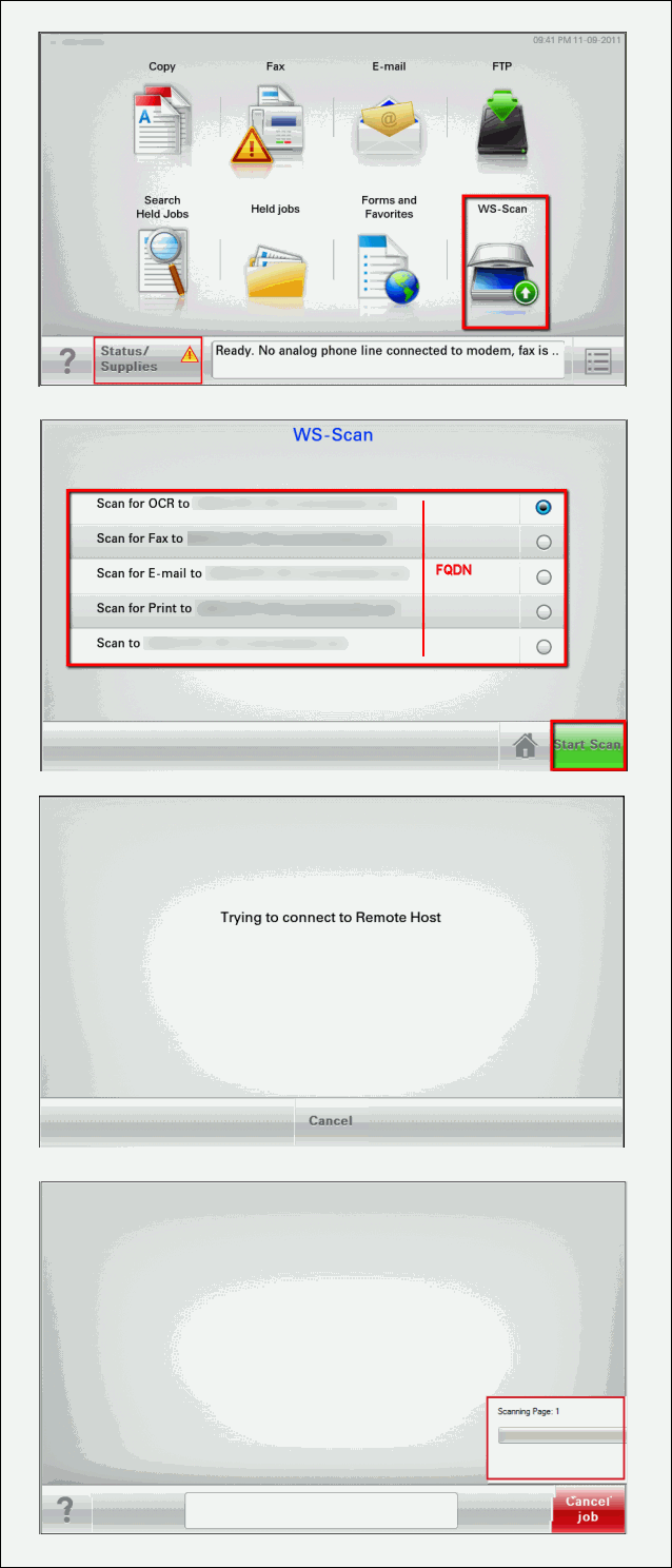 Setting up a WSD printer for scanning and printing Lexmark MC3326